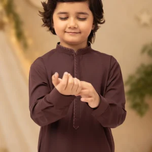 Boys' Deep Chocolate Embroidered Kurta Suit