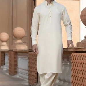 Royal Off-White Designer Kameez Shalwar Suit